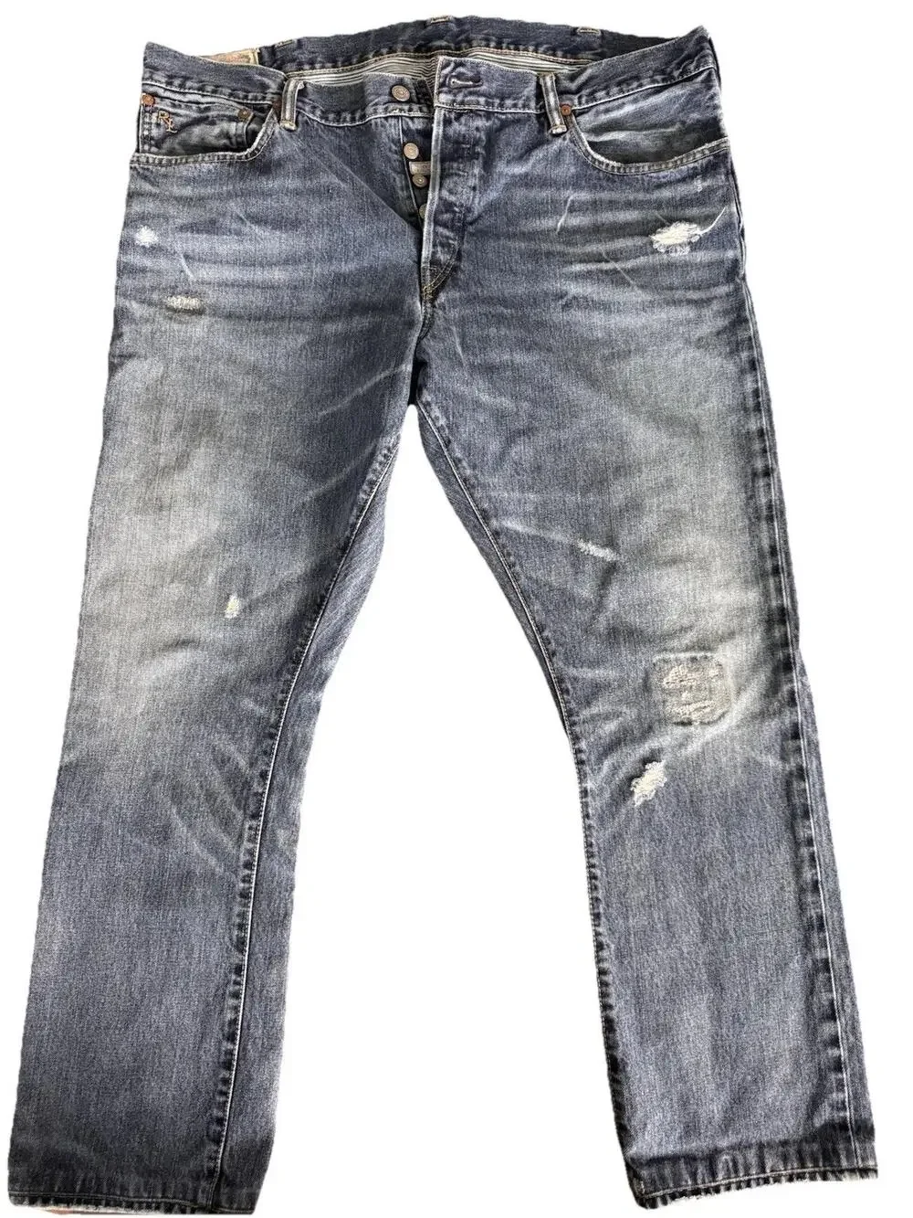 Vintage Polo Ralph Lauren Distressed Straight Leg Jeans Button Fly 40x30